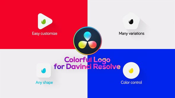 达芬奇模板-简洁明亮迷你LOGO标志图形片头 Minimal Colorful Logo for DaVinci Resolve插图