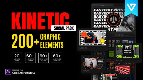 AE脚本-时尚创意文字标题排版设计宣传海报封面动画 Kinetic Social Pack插图